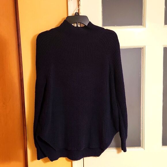 Maeve by Anthropologie Navy Blue Tunic Mockneck Sweater Size Medium Petite - Picture 1 of 11